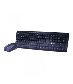 Combo Teclado y Mouse Teros TE4060N, USB, acabado elegante, Negro, Español, Óptico.