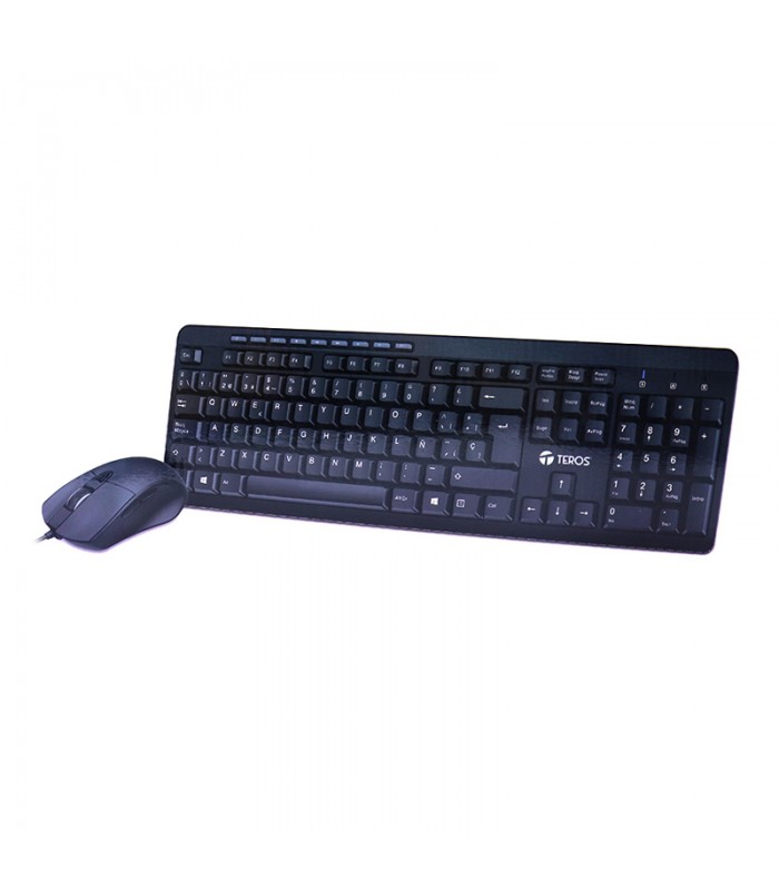 Combo Teclado y Mouse Teros TE4060N, USB, acabado elegante, Negro, Español, Óptico.