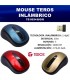 MOUSE OPTICO INALAMBRICO TEROS TE-5034 1000 DPI RECEPTOR USB 2.4GHZ ROJO AZUL Y