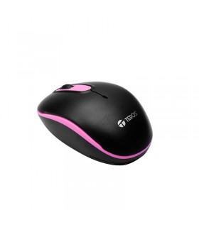 MOUSE OPTICO INALÁMBRICO TEROS TE-5030, 1000 DPI, 2 BOTONES, SCROLL, ROSADO, RECEPTOR USB.
