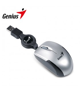 MOUSE OPTICO RETRACTIL GENIUS MICRO TRAVELER V2 USB 1000 DPI 2 BOTONES SILVER