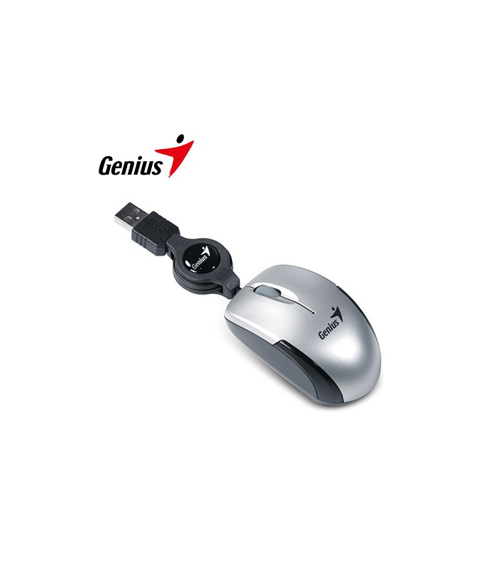 MOUSE OPTICO RETRACTIL GENIUS MICRO TRAVELER V2 USB 1000 DPI 2 BOTONES SILVER  