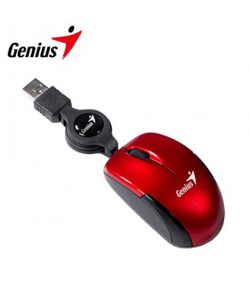 MOUSE OPTICO RETRACTIL GENIUS MICRO TRAVELER V2 USB 1000 DPI ROJO