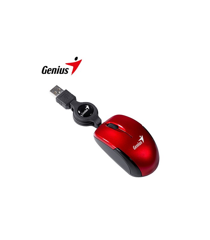 Mouse USB Cablato Retrattile, 1200 DPI, Ottico, Compatibile Con PC E Laptop, Colore Rosso, Design Mini Portatile