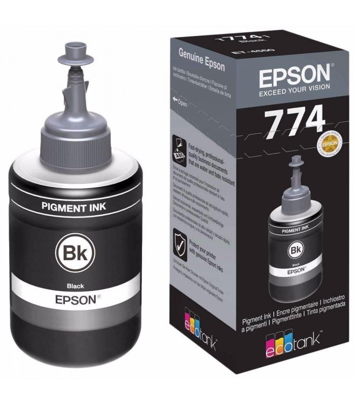 BOTELLA DE TINTA EPSON T774120-AL, COLOR NEGRO, CONTIENE 140ML.