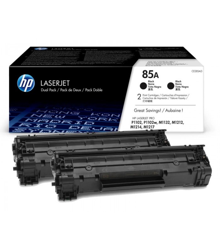 TONER LASERJET HP CE285AD (85AD) COLOR NEGRO DUAL PACK