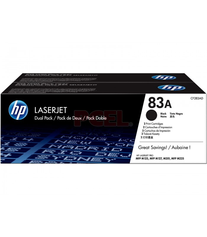 TONER LASERJET HP CF283AD (83AD) COLOR NEGRO DUAL PACK.