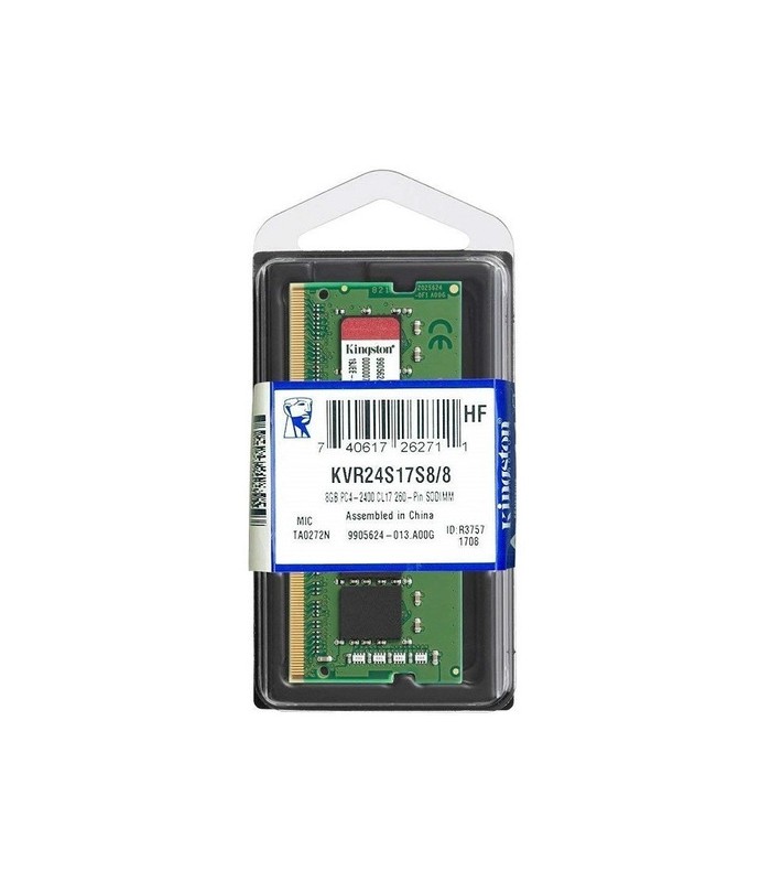 Memoria Kingston KVR24S17S8/8, 8GB, DDR4, SO-DIMM, 2400 MHz, CL17 (KVR24S17S8/8)