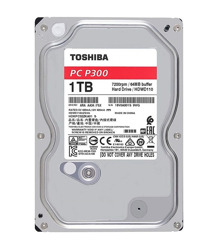 Disco duro Toshiba P300, 1TB, SATA 6.0 Gb/s, 7200 RPM, 3.5".