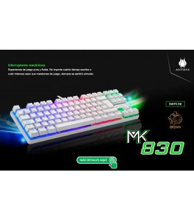TECLADO MECANICO ANTRYX CHROME STORM MK830 BLANCO, BROWN SWITCH TKL (AMK-CS830WBR-SP)