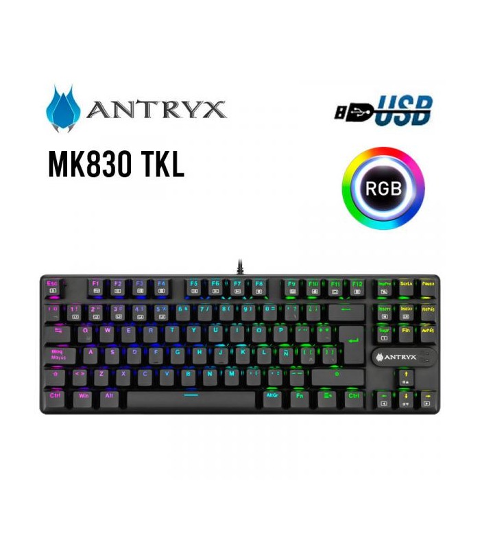 TECLADO MECANICO ANTRYX CHROME STORM MK830 NEGRO, BROWN SWITCH TKL (AMK-CS830KBR)