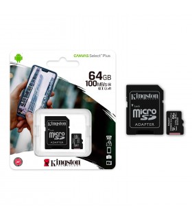 Memoria micro-SD Kingston Canvas Select, 64GB, UHS-I Speed Class 1 (U1), con Adaptador SD