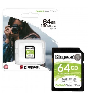 Memoria Card SD Kingston Canvas Select Plus, 64 GB, UHS-I Speed Class 1 (U1). 