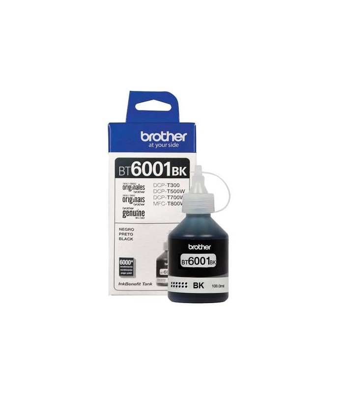 Botella de tinta Brother BT-6001BK, color negro, contiene 108ml