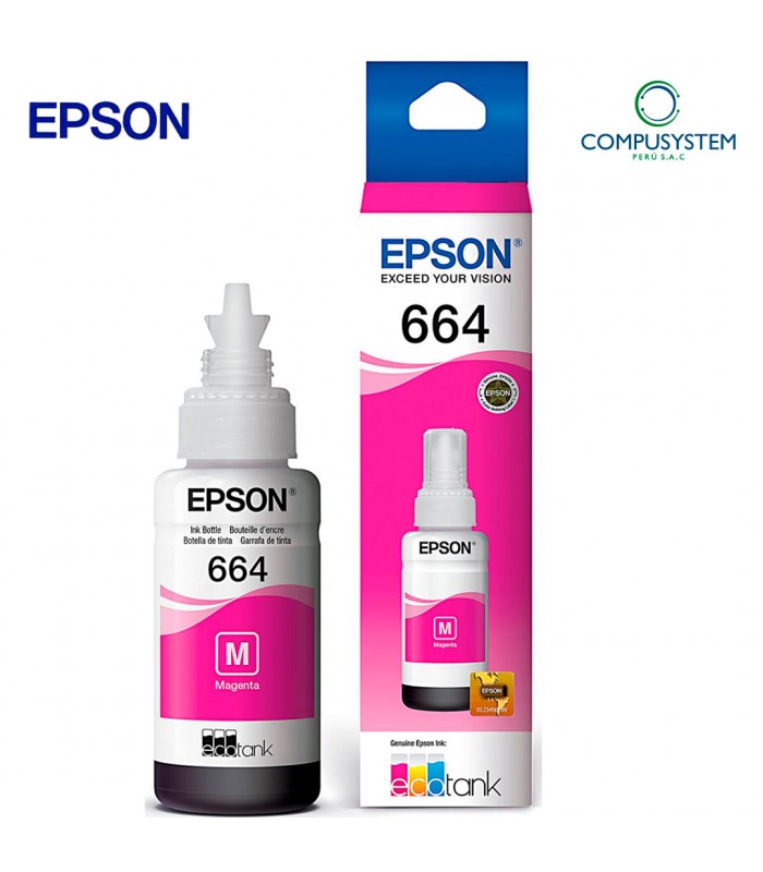 Botella de tinta EPSON T664320, color magenta, contenido 70ml.