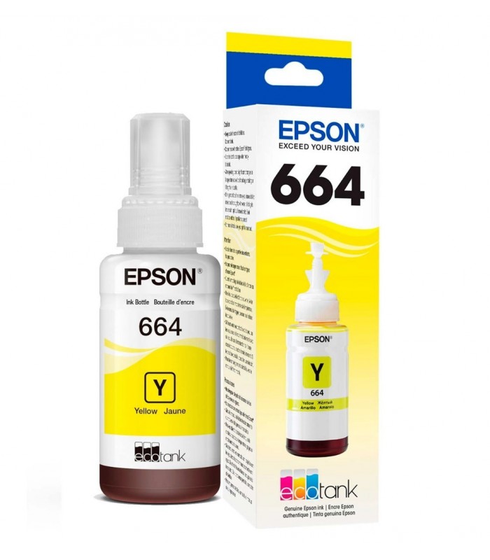 Botella de tinta EPSON T664420, color amarillo, contenido 70ml.
