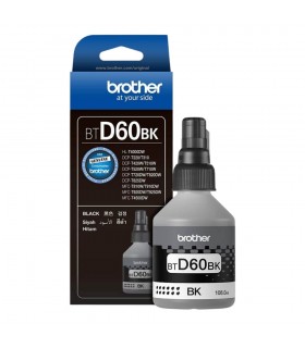 Botella de tinta Brother BT-D60BK, color negro, contiene 108ml.