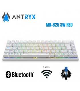 TECLADO MECANICO INALAMBRICO ANTRYX MK825 TRIX WHITE, BLUE SWITCH, WIFI, BT (AMK-825TXWBL-SP)