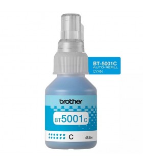 Botella de tinta Brother BT-5001C, color cyan, contiene 48.8ml.