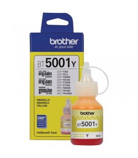Botella de tinta Brother BT-5001Y, color amarillo, contiene 48.8ml.