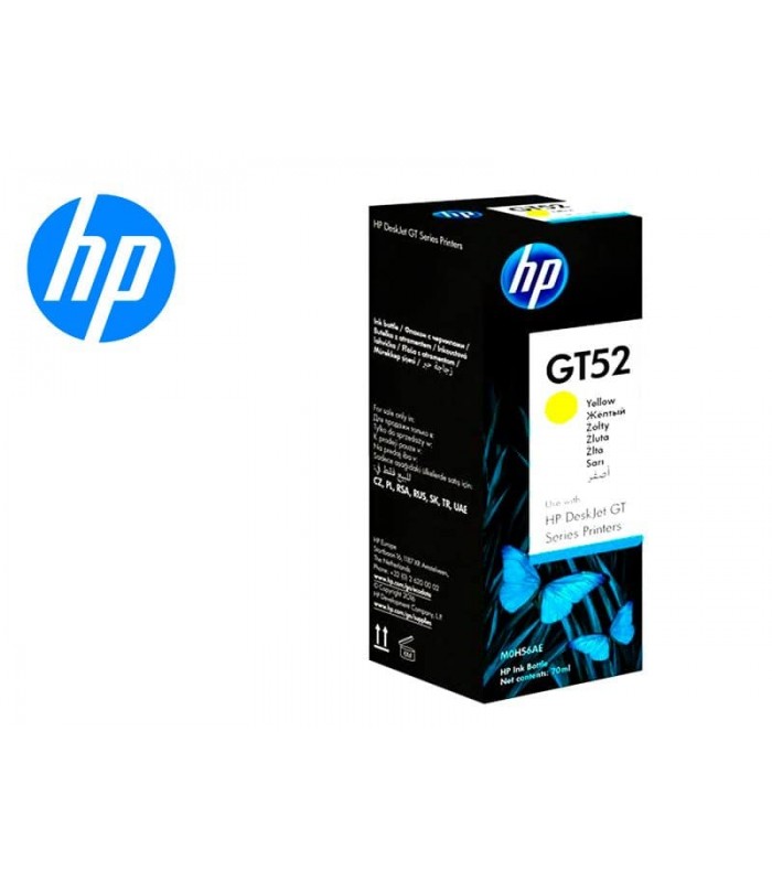 TINTA  PARA IMPRESORA HP M0H56AL GT52, COLOR YELLOW.