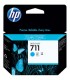 Cartucho de tinta HP CZ130 (711), color cyan, contiene 29ml.