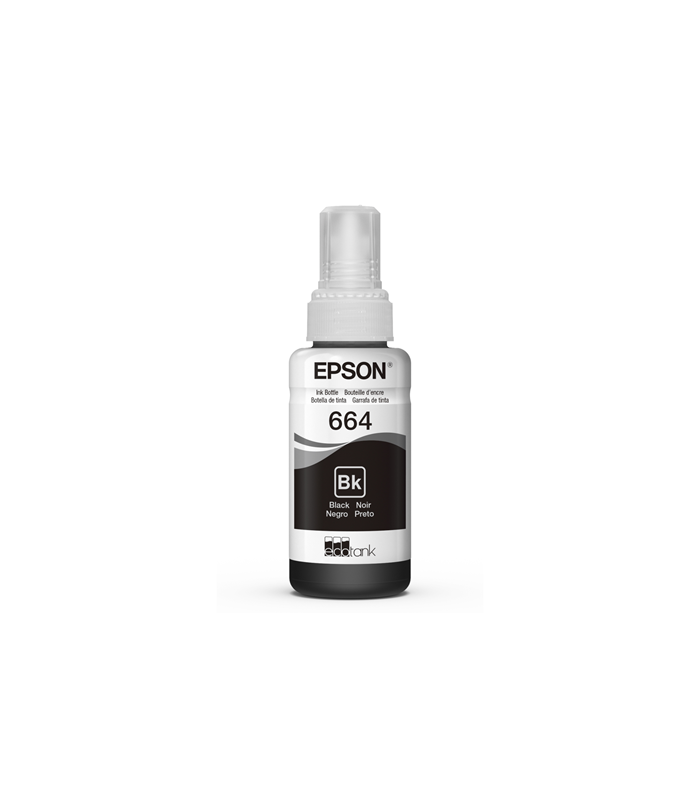 Botella de tinta EPSON T664120, color negro, contenido 70ml.