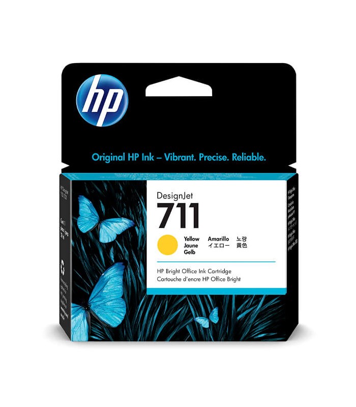 Cartucho de tinta HP CZ132 (711), color amarillo, contiene 29ml.